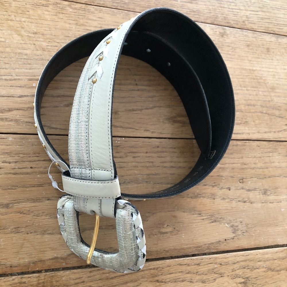 Vintage Unused Women's Cream Leather Belt by Avion - Size 30"